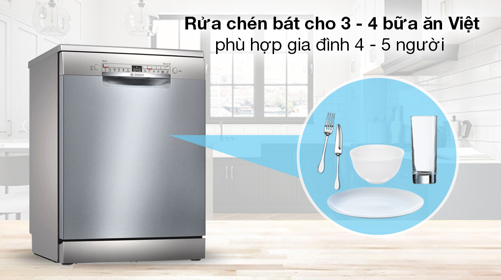 Máy rửa chén độc lập Bosch SMS2HAI12E - Sức chứa lên đến 13 bộ chén đĩa châu Âu