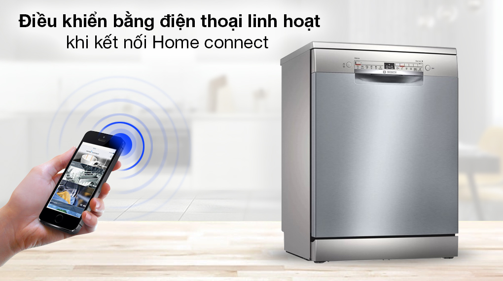 Máy rửa chén độc lập Bosch SMS2HAI12E - Kết nối Home connect điều khiển bằng điện thoại linh hoạt với chức năng Remote startMáy rửa chén độc lập Bosch SMS2HAI12E - Kết nối Home connect điều khiển bằng điện thoại linh hoạt với chức năng Remote start