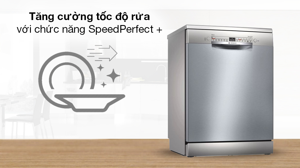 Máy rửa chén độc lập Bosch SMS2HAI12E - Tiết kiệm thời gian rửa với chức năng SpeedPerfect +