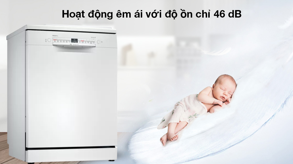 Máy rửa chén độc lập Bosch SMS2IVW01P - Hoạt động yên tĩnh với độ ồn chỉ 46 dB