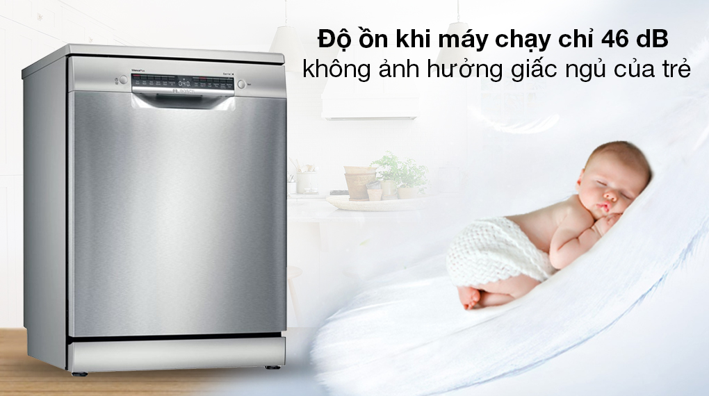 Máy rửa chén độc lập Bosch SMS4IVI01P - Quá trình vận hành êm với độ ồn chỉ 46 dB