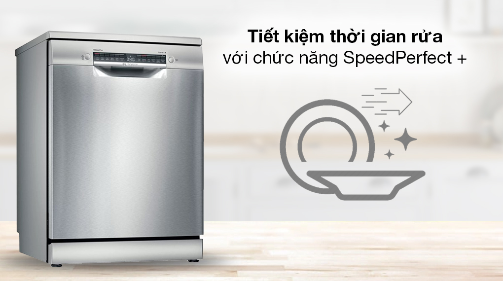 Máy rửa chén độc lập Bosch SMS4IVI01P - Tiết kiệm thời gian rửa với chức năng SpeedPerfect + 